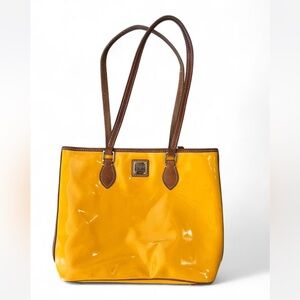 Dooney & Bourke Inc. Richmond Shopper in Yellow patent leather tote bag